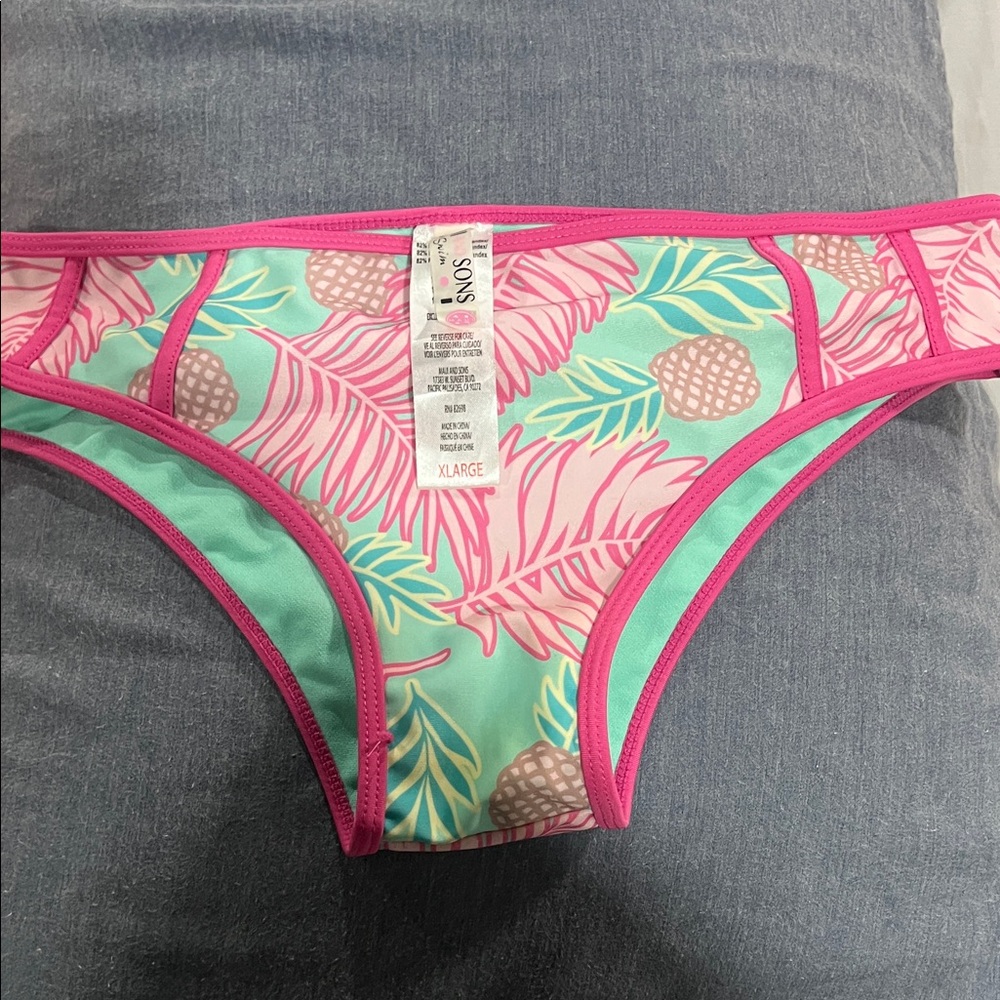 Xhilaration Pink and Green Pineapple Bikini Bottoms